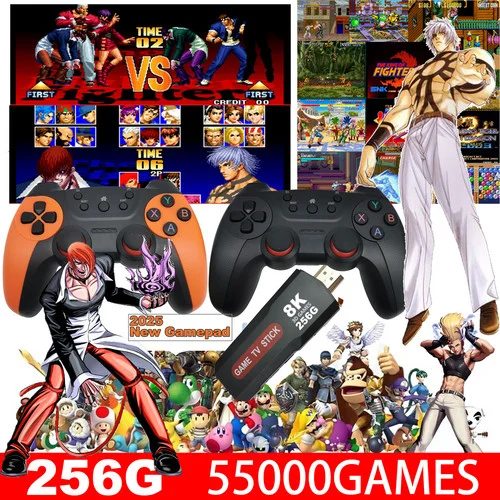 55000+ 4K HDMI Pre-Loaded Retro Game Stick Console 2X Wireless Controller Video
