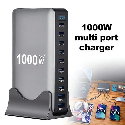 1000W GaN Fast Charging Station 10Ports USB&Type-C for iPhone, Laptops, MacBook
