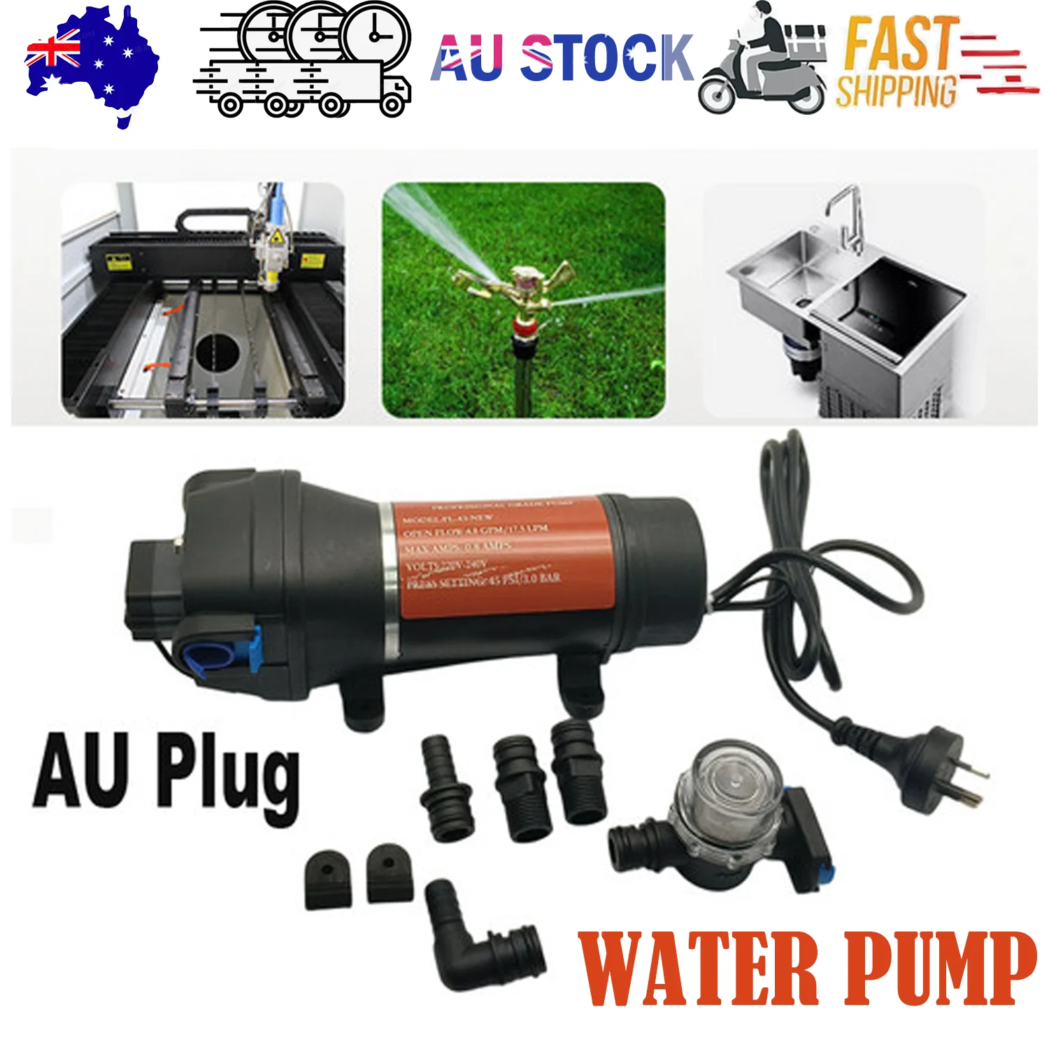 High Pressure Water Pump 45PSI for Camping Caravan Garden Caravan Boat Marine