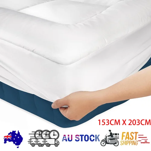 Luxury Mattress Topper Pillowtop Bedding Mat Pad Fitted Cover Underlay QUEEN