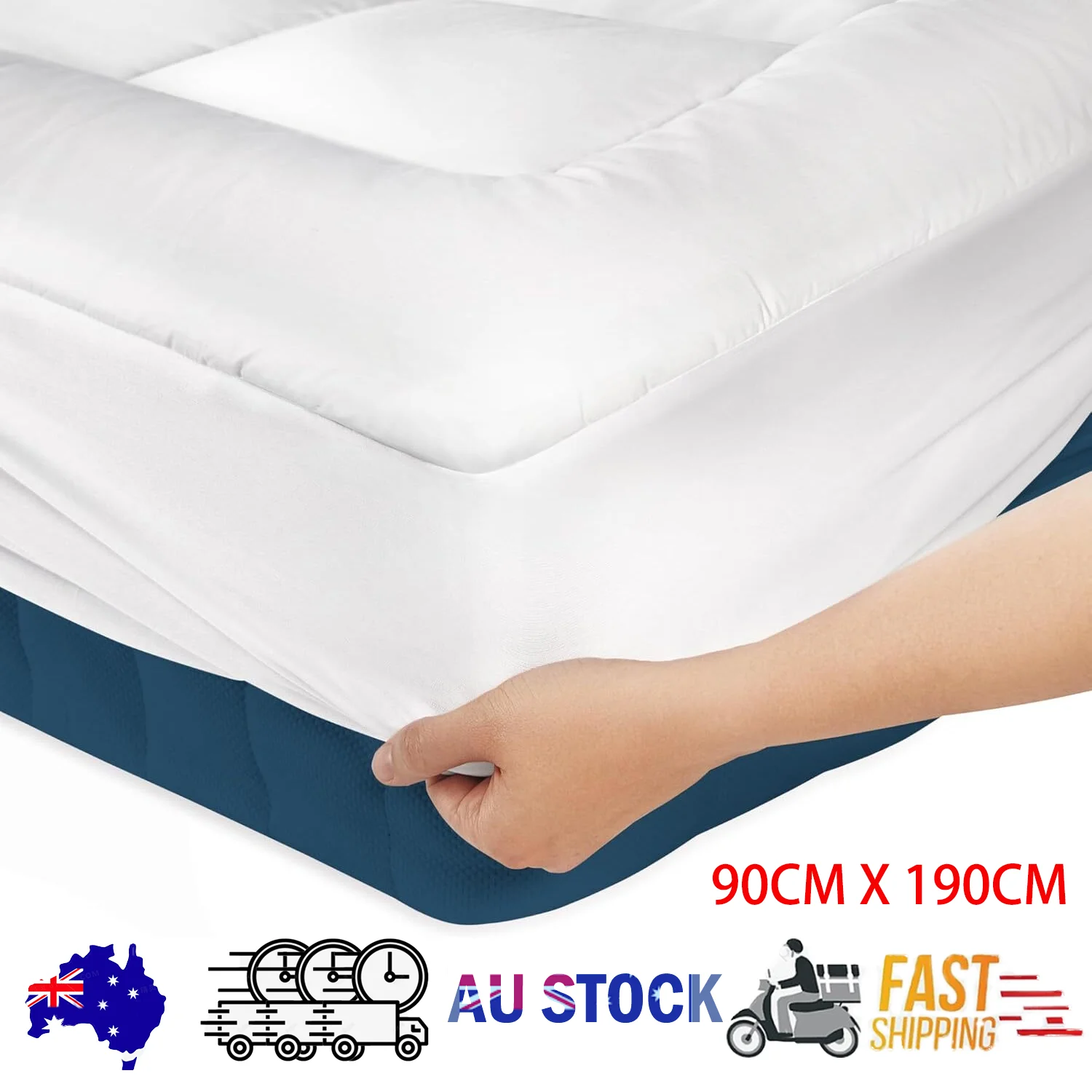 Luxury Mattress Topper Pillowtop Bedding Mat Pad Fitted Cover Underlay SINGLE