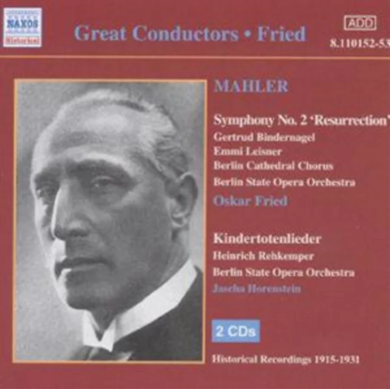 Mahler Sym No 2: Kindertot - Fried:Horenstein:Berlin Soo Cd Album