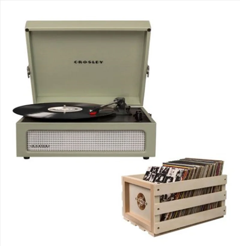 Crosley Voyager Bluetooth Portable Turntable with Storage Crate - Sage