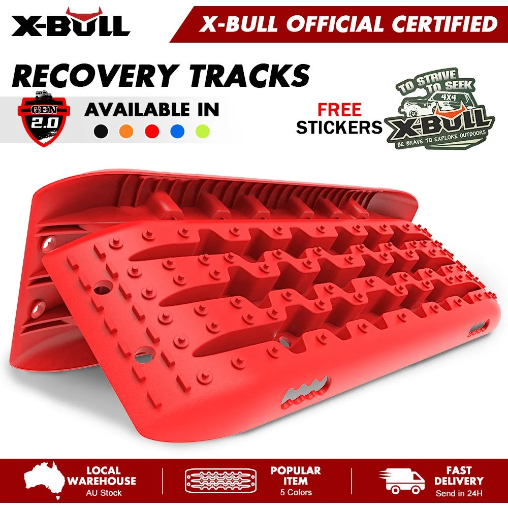 X-BULL KIT1 Recovery track Board Traction Sand trucks strap mounting 4x4 Sand Snow Car RED