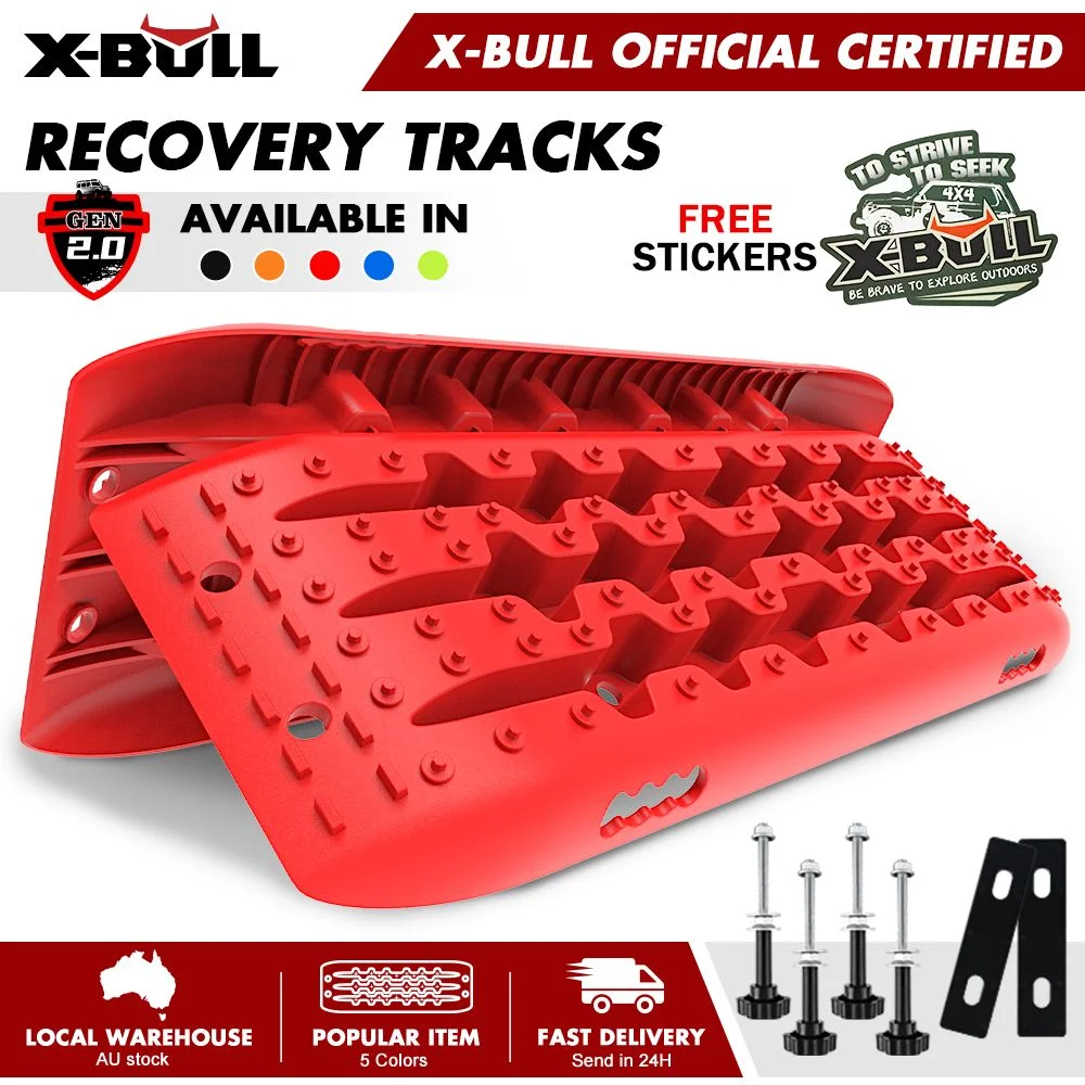 X-BULL Recovery tracks Sand Trucks Offroad With 4PCS Mounting Pins 4WD Gen 2.0- red