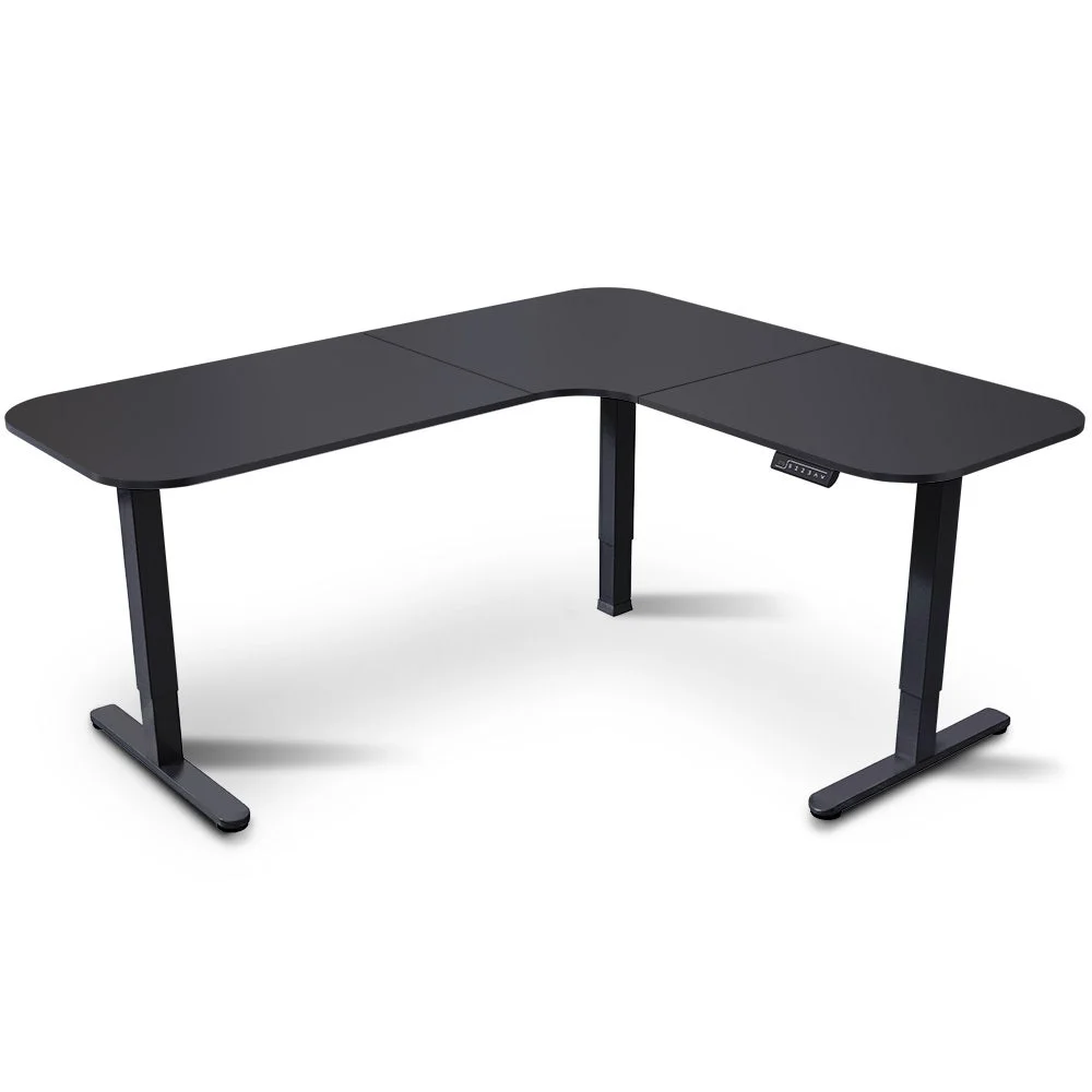 FORTIA Corner Standing Desk, 160x140cm, 72-118cm Sit to Stand Up Electric Height Adjustable, Black