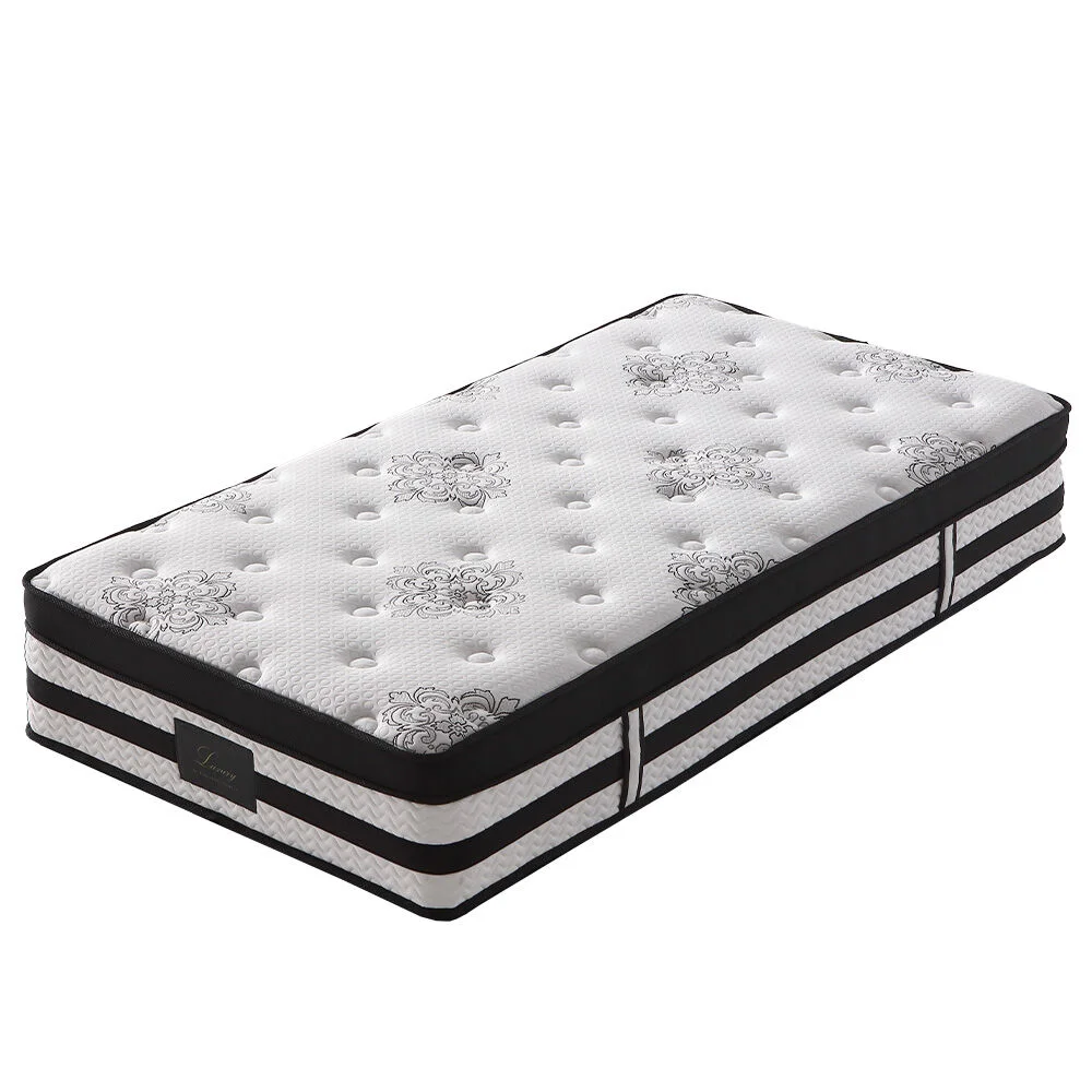 KINGSTON SLUMBER Luxury 34cm Single Mattress, Medium Firm, Euro Top, 5-Zone Pocket Spring Foam