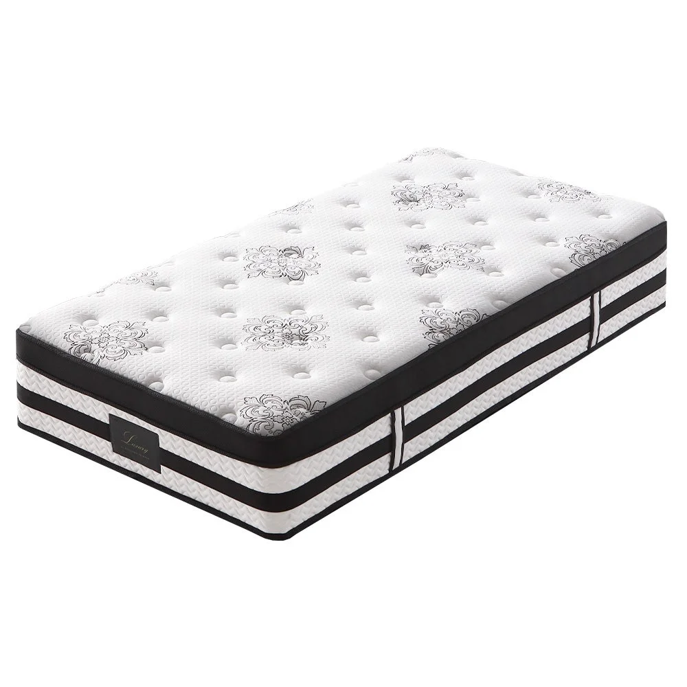 KINGSTON SLUMBER Luxury 34cm King Single Mattress, Medium Firm, Euro Top, 5-Zone Pocket Spring Foam