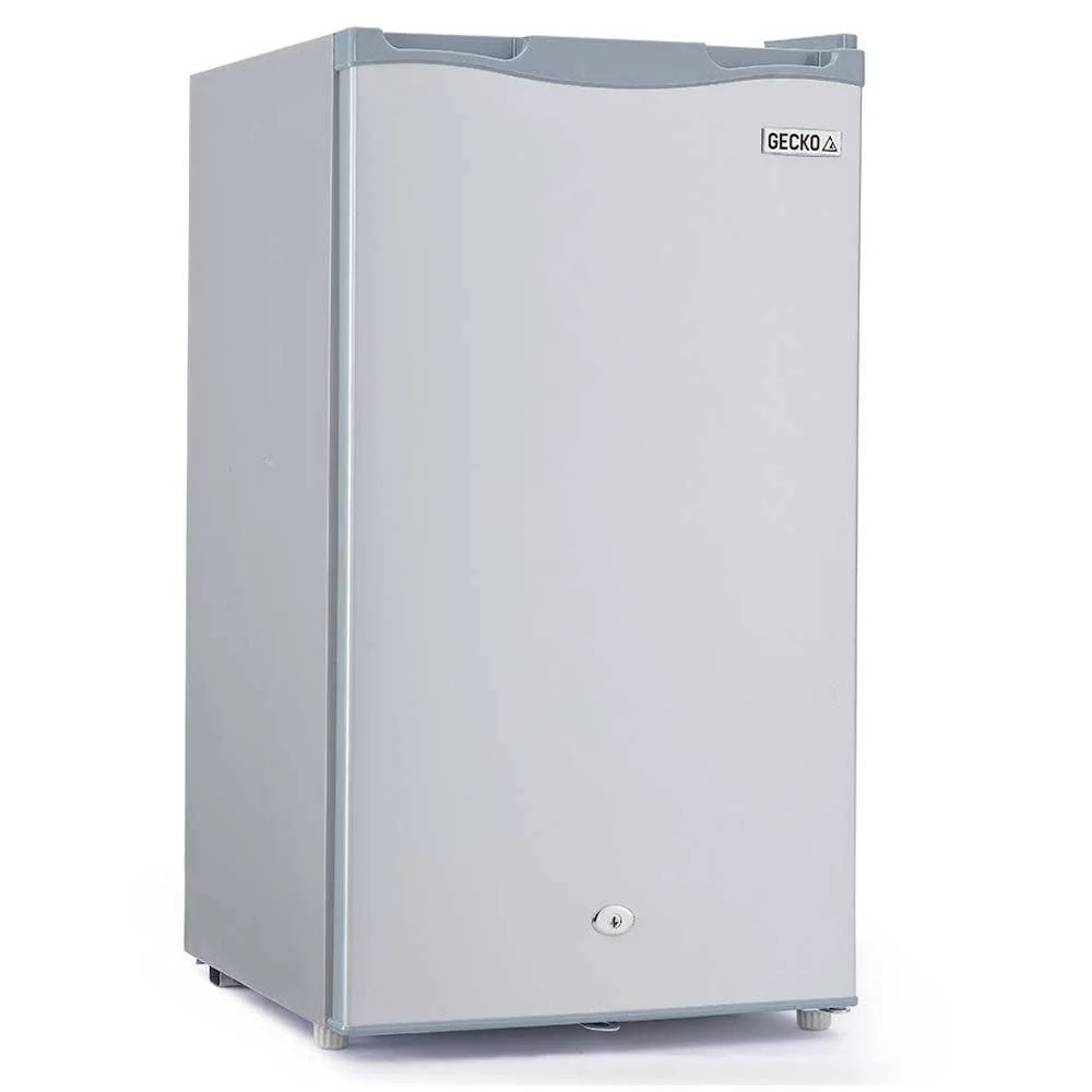 GECKO 95L Portable Upright Fridge and Freezer, 12V/24V for Camping, Caravans, Silver
