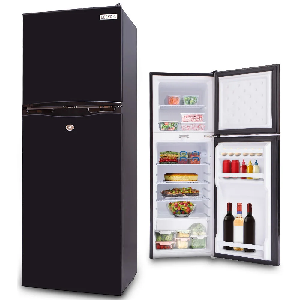 GECKO 142L Upright Portable Fridge / Freezer, 12V/24V for Motorhome and Caravan, Black