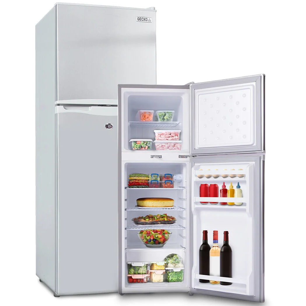 GECKO 142L Upright Portable Fridge / Freezer, 12V/24V for Motorhome and Caravan, Silver
