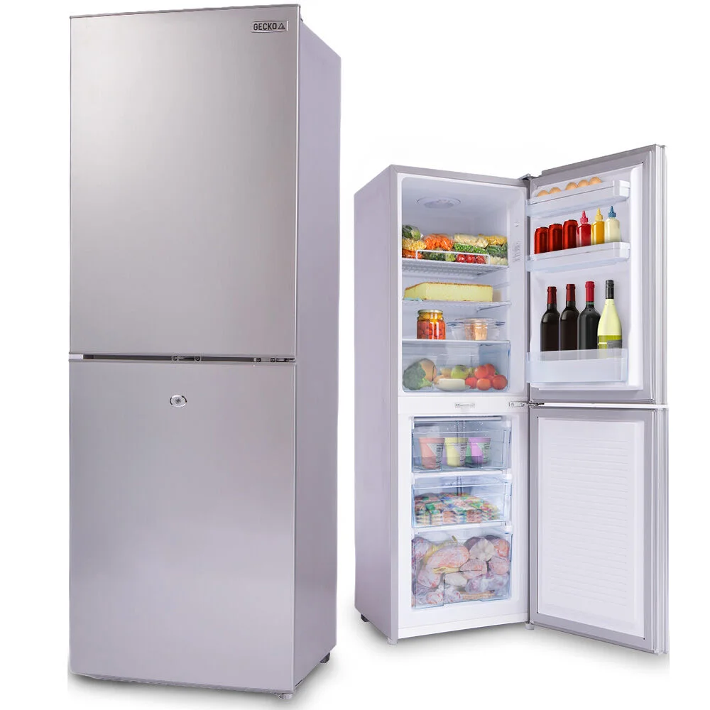 GECKO 160L Upright Portable Fridge / Freezer, 12V/24V for Motorhome and Caravan, Silver