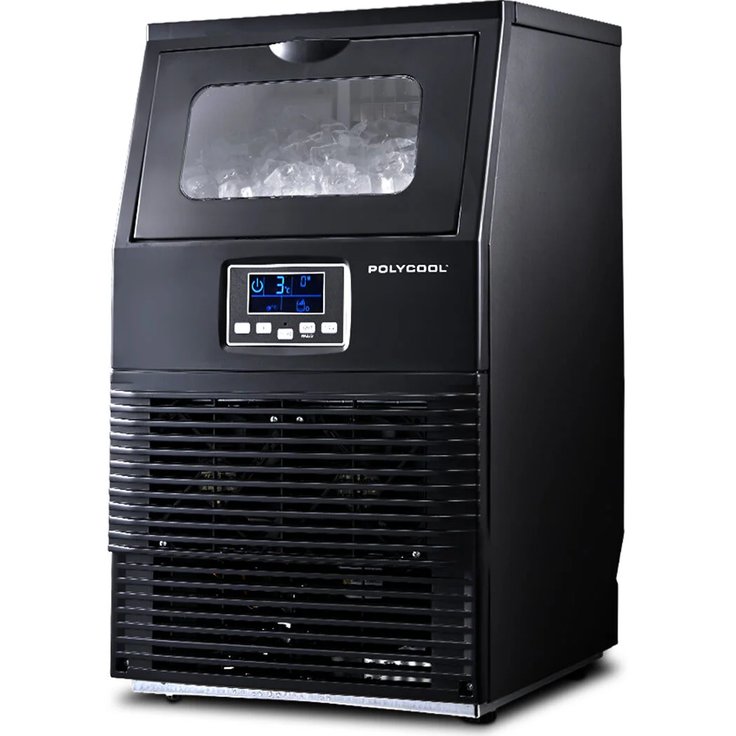 POLYCOOL Commercial Ice Maker Machine, up to 35kg/24hr, Timer & Self Cleaning Programs
