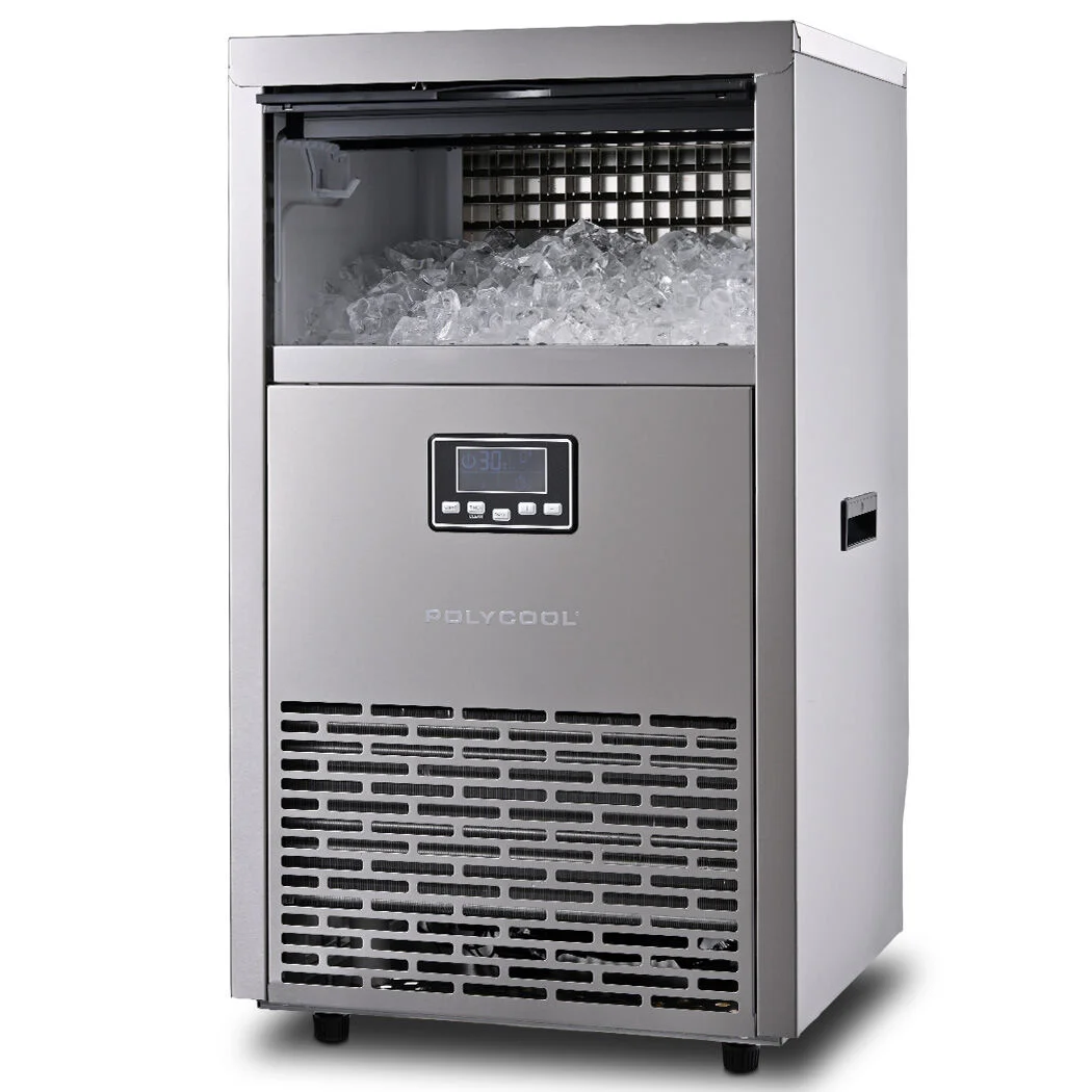 POLYCOOL Commercial Ice Maker Machine, up to 75kg/24hr, Timer & Self Cleaning Programs