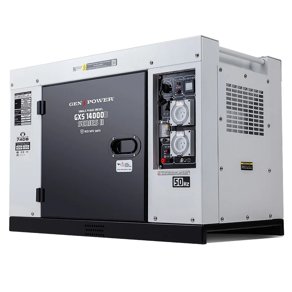 GENPOWER 8.4kW Peak 6kW Rated Commercial Diesel Generator, RCD Safety Switch, Electric Key Start, 2 x 15A, Single Phase