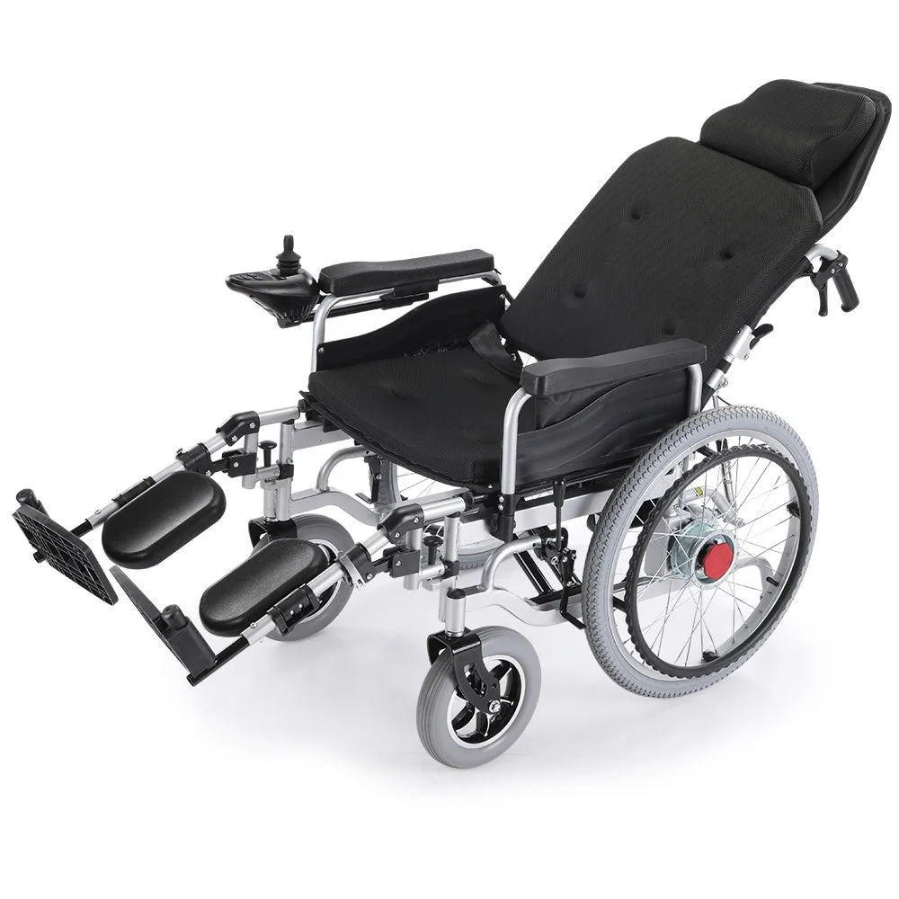 EQUIPMED Power Electric Wheelchair, XL Wide Bariatric Chair Seat, Long Range, Airline Approved, Recline Adjustment, Lithium Battery, 22" Wheels, Headrest, Black
