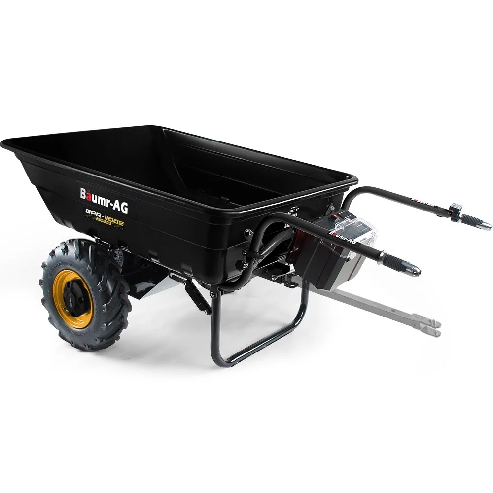 BAUMR-AG 40V Li-ion Powered 300KG / 300L Wheelbarrow, ATV Tow Bar, Deep V-tread Tyre, 2 Wheel Direct Drive
