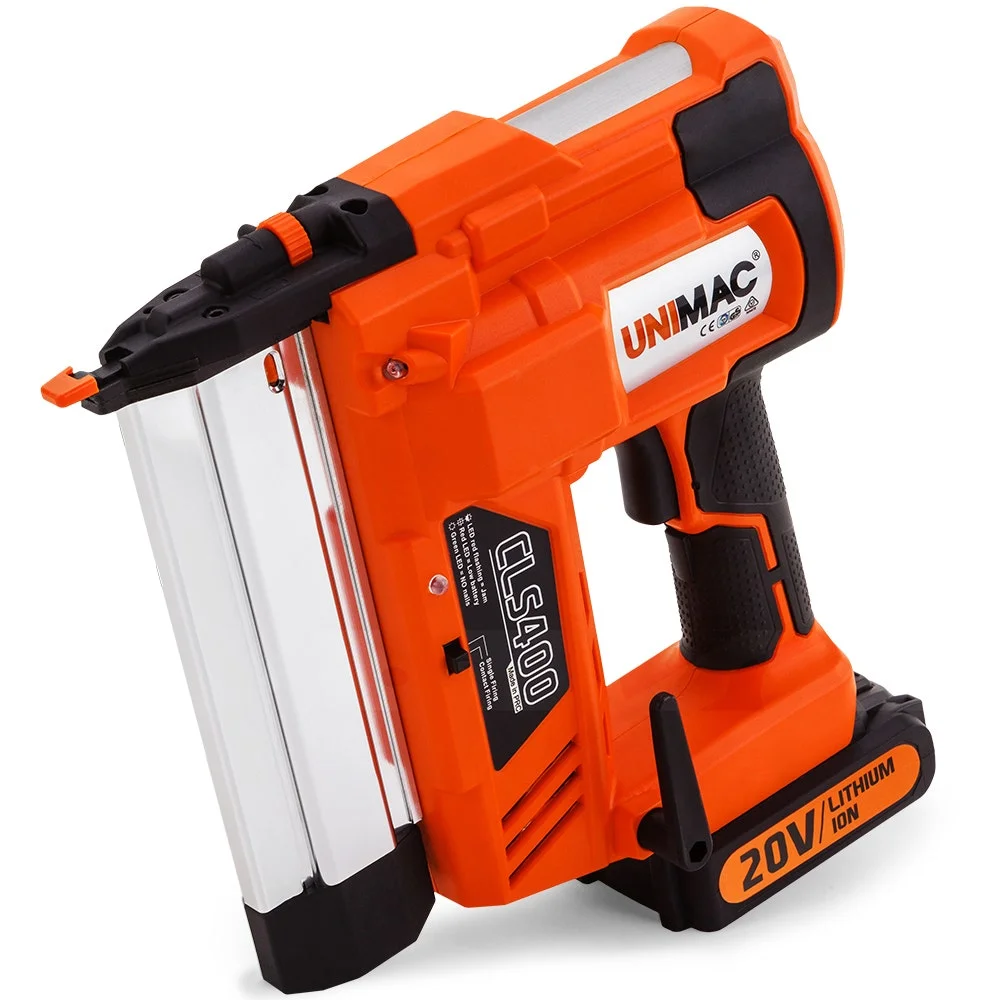 UNIMAC CLS400 20-50mm 16ga Finishing Nail Gun, Cordless 20V Lithium Nailer Kit