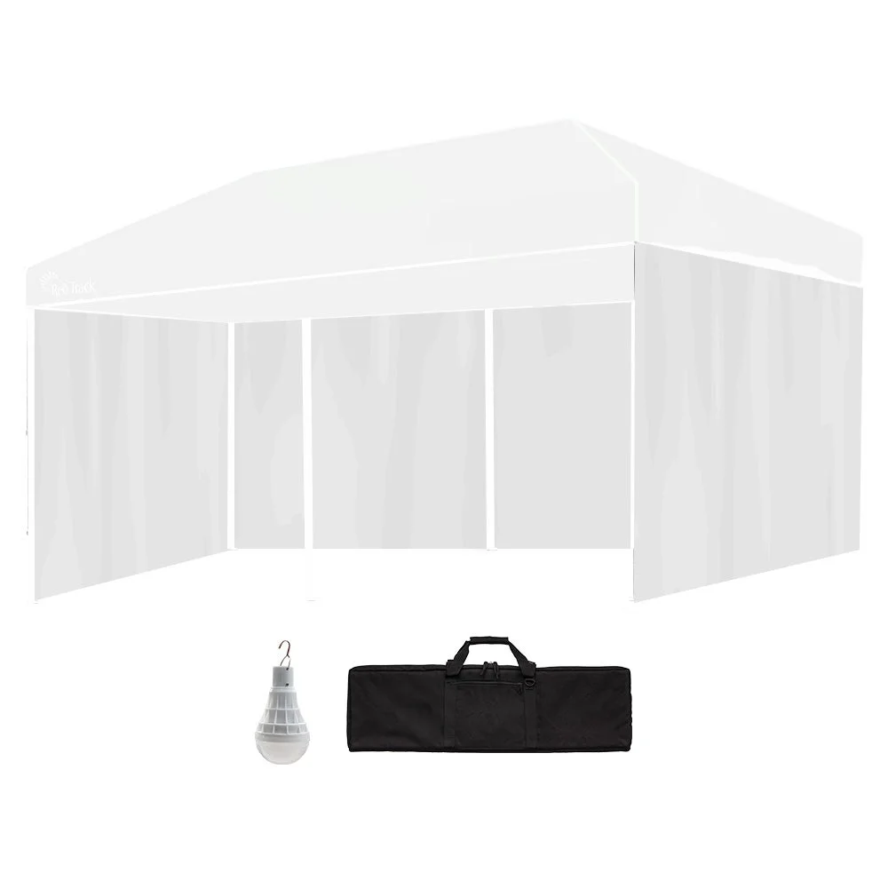 RED TRACK Accessory Pack for 6x3m White Gazebo, includes Walls, Wheeled Carry Bag, Rechargeable USB Lamp