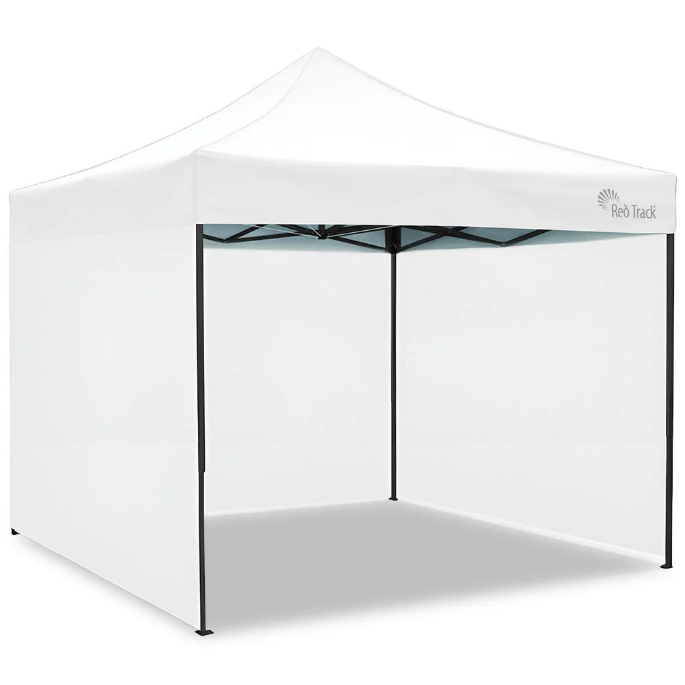 RED TRACK 3x3m Premium Pop Up Gazebo Marquee, Patented Steel Cable Canopy Support System, Wheeled Carry Bag, Side Walls, UV Block, Reinforced Frame, White