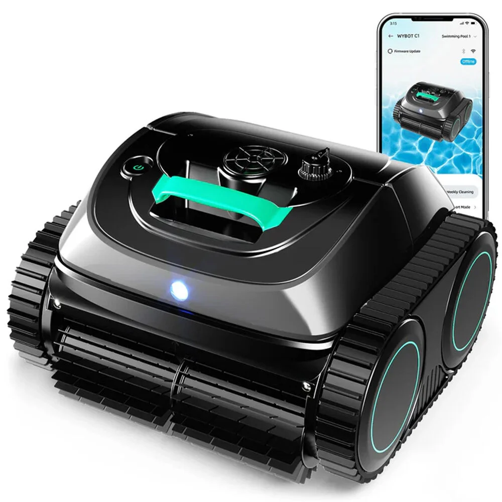 WYBOT C1 Cordless Robotic Pool Cleaner, with APP Control, Auto Vacuum Robot, Wall & Waterline Cleaning, Above Ground Inground up to 150sqm
