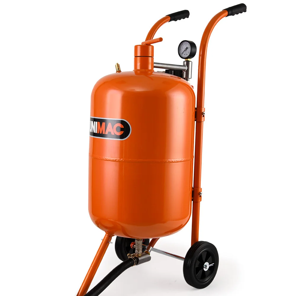 UNIMAC 38L Sandblasting Tank, Pressurised Design with Sandblast Gun Set with Hose