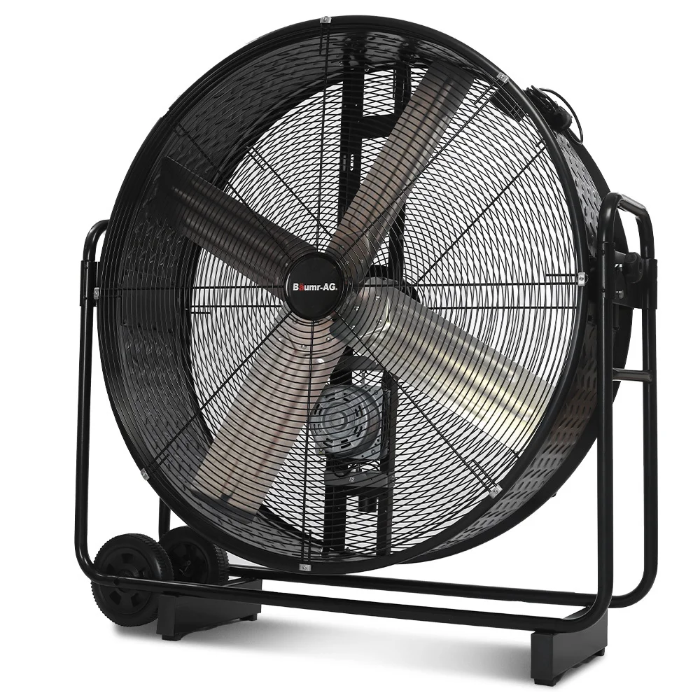 BAUMR-AG 42" 1067mm 660W Industrial Mobile Floor Drum Fan, Belt Drive, Tilting, Large, Commercial, Heavy-duty Frame, EESS Certified