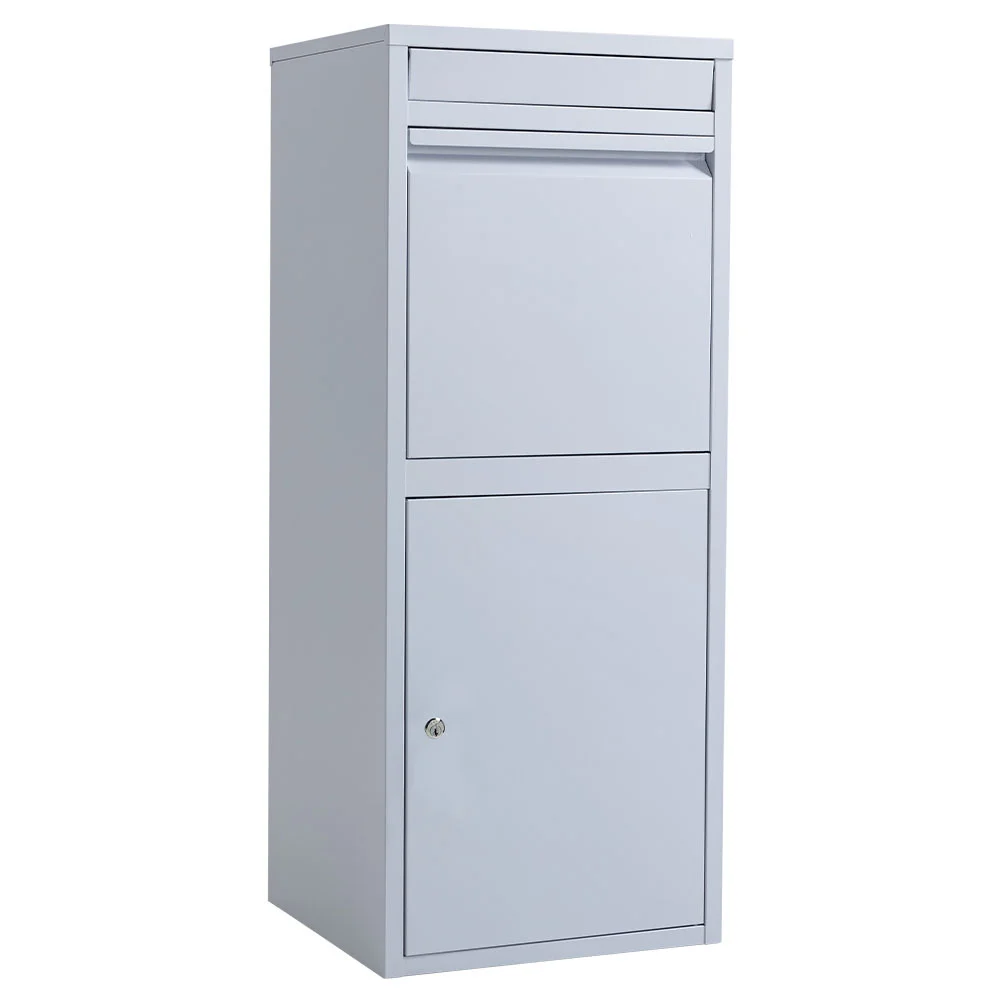 FORTIA Freestanding Parcel Post Box Letterbox, Letter Slot, Light Grey