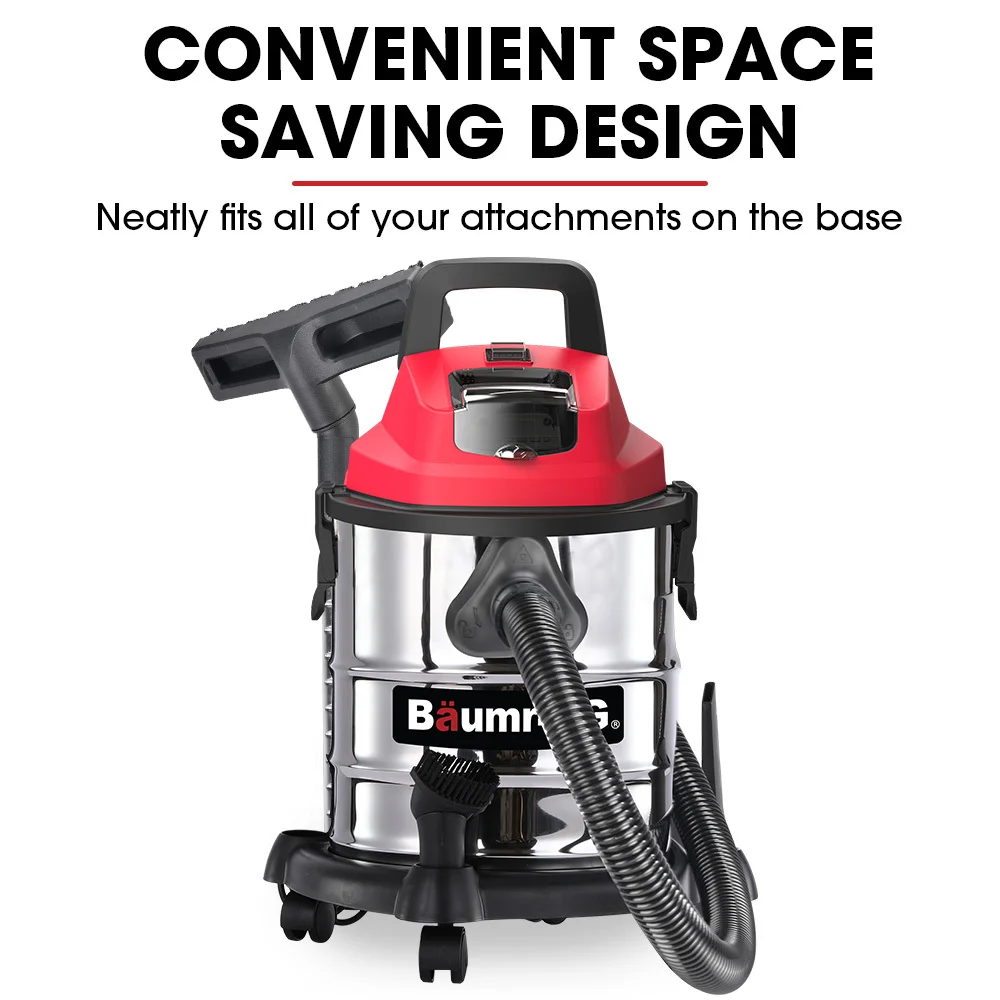 Baumr-AG 20L Cordless Wet & Dry Vacuum Cleaner Kit, with 4Ah battery and Charger, Blower, HEPA Filter, Accessories, Stainless Steel, for Car, Home, Ga thumbnail 8