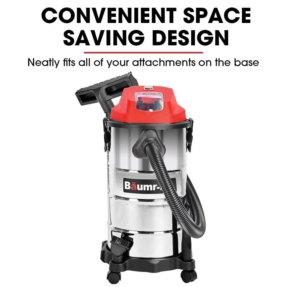 BAUMR-AG 30L Cordless Wet & Dry Vacuum Cleaner Kit, with 4Ah battery and Charger, Blower, HEPA Filter, Accessories, Stainless Steel, for Car, Home, Ga thumbnail 8