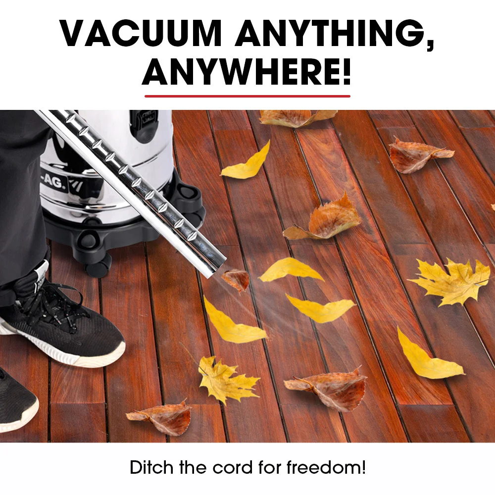 BAUMR-AG 30L Cordless Wet & Dry Vacuum Cleaner Kit, with 4Ah battery and Charger, Blower, HEPA Filter, Accessories, Stainless Steel, for Car, Home, Ga thumbnail 10