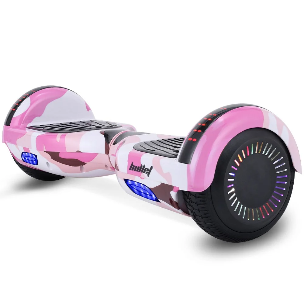 BULLET SX-2000 Hoverboard Scooter, 500W Brushless, UL Certified, AU Compliant, Superior Self Balancing System, LED Lights, Pink Camo
