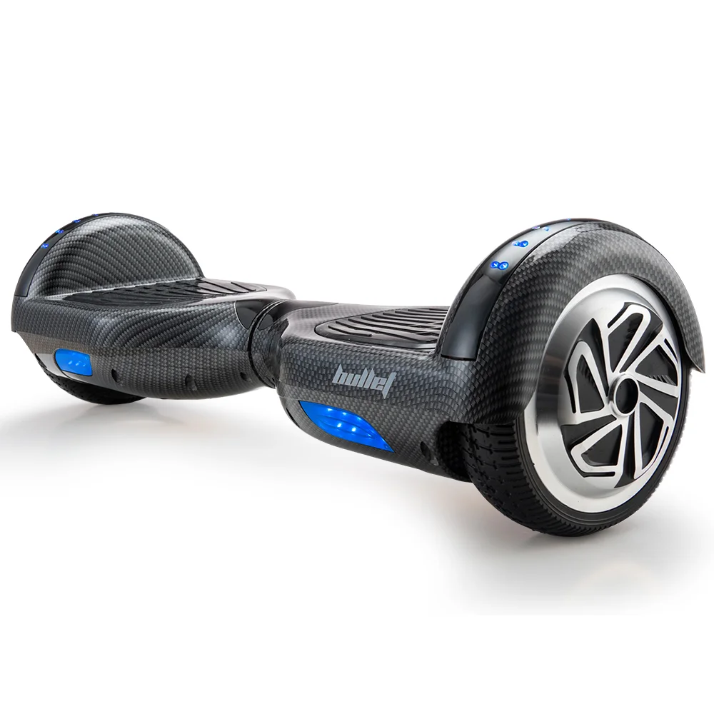 BULLET Gen III Hoverboard Scooter, Dual Copper Motors, UL Certified, AU Compliant, 6.5" Wheels, Superior Self Balancing System, LED Lights, Carbon Fiber style