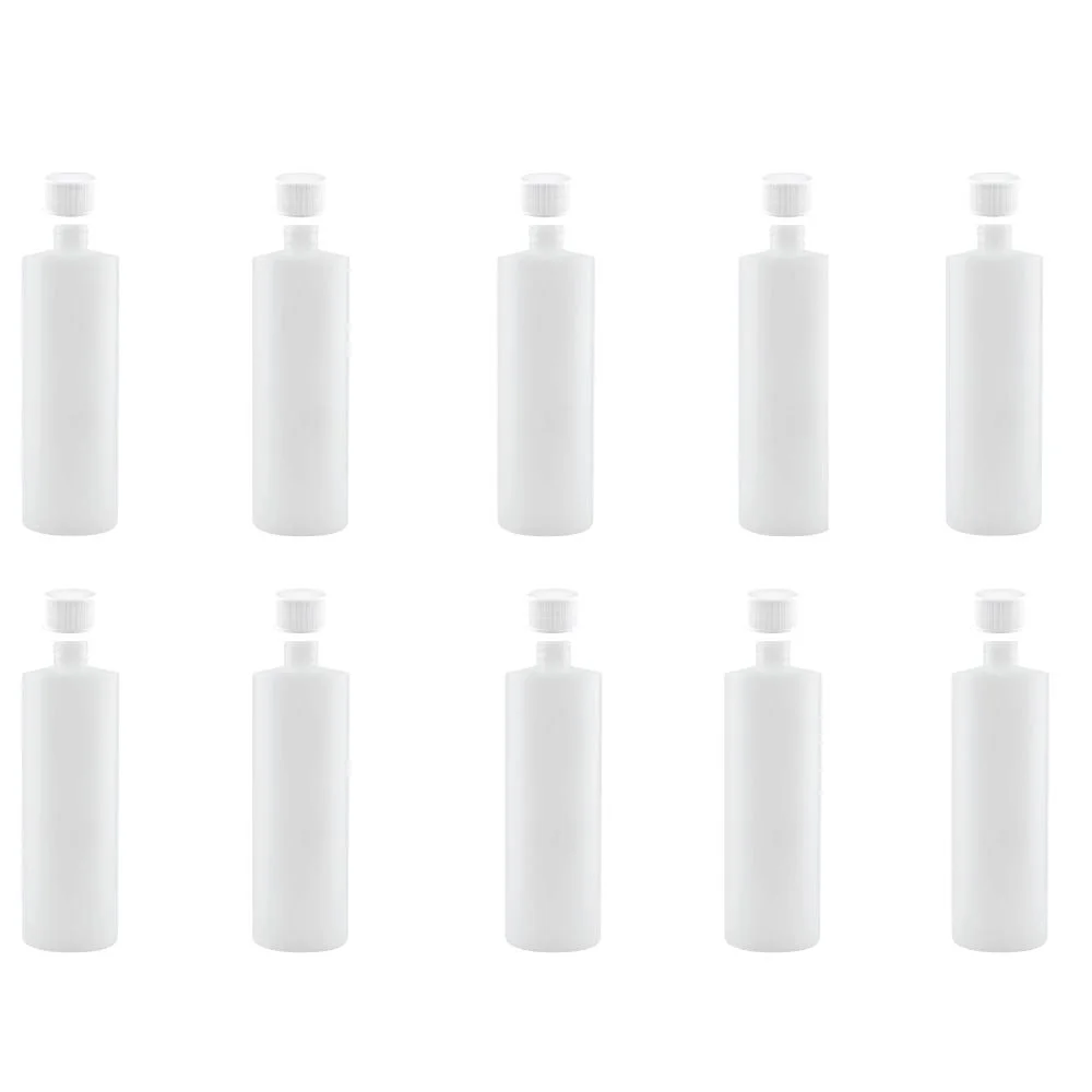 Kitchee 10x 250ml Natural HDPE Round Bottle + 28/410 Caps - Empty Plastic Food Storage