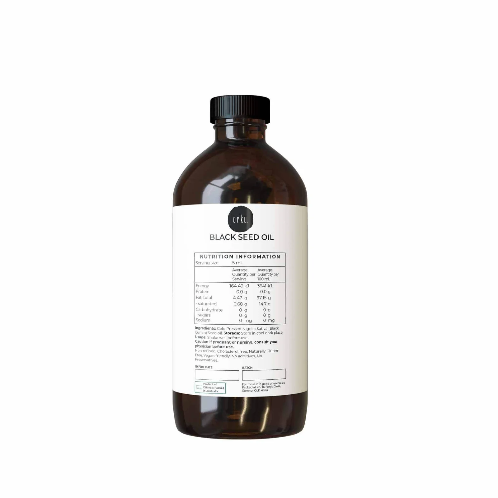 Orku 1L Pure Black Seed Oil Cold Pressed 100% Ethiopian Nigella Sativa Cumin