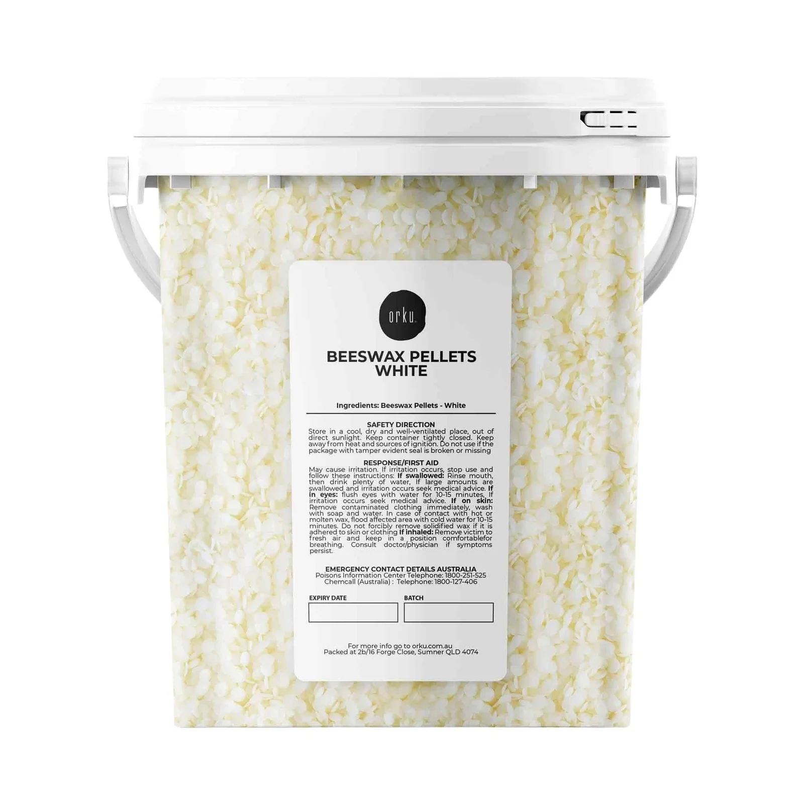 Orku 700g Pure Beeswax Pellets White BP Grade Refined Bead - Candle Cosmetic Tub
