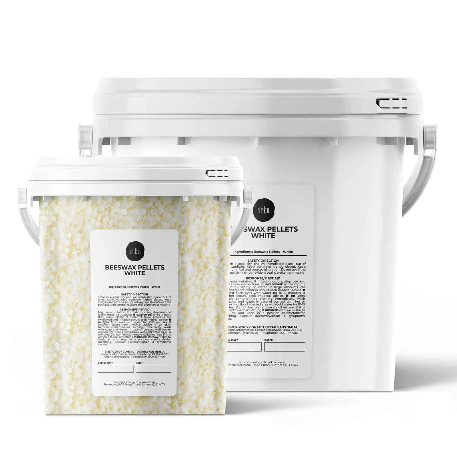 Orku 3Kg Pure Beeswax Pellets White BP Grade Refined Beads - Candle Cosmetic Tub