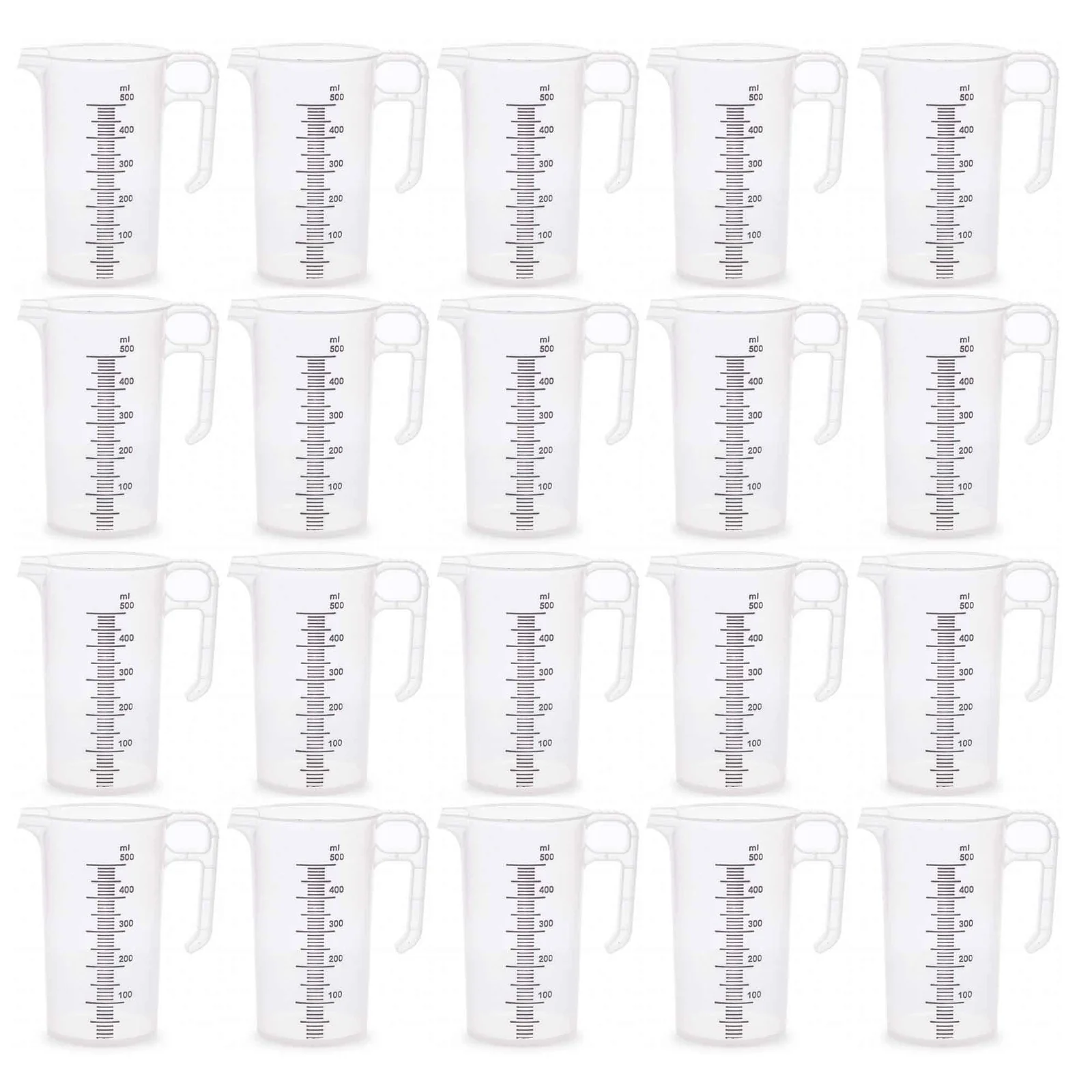 20x 500ml Measuring Jug Strong Clear Plastic Propylene BPA 5 Food Grade Pro-Jug