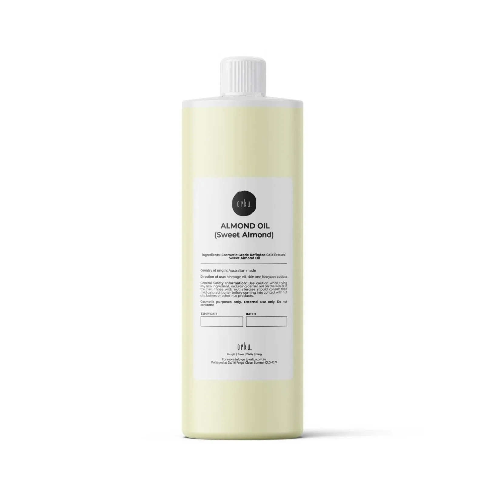 Orku 1L Sweet Almond Oil 100% Pure Refined Cosmetic Carrier Skin Hair