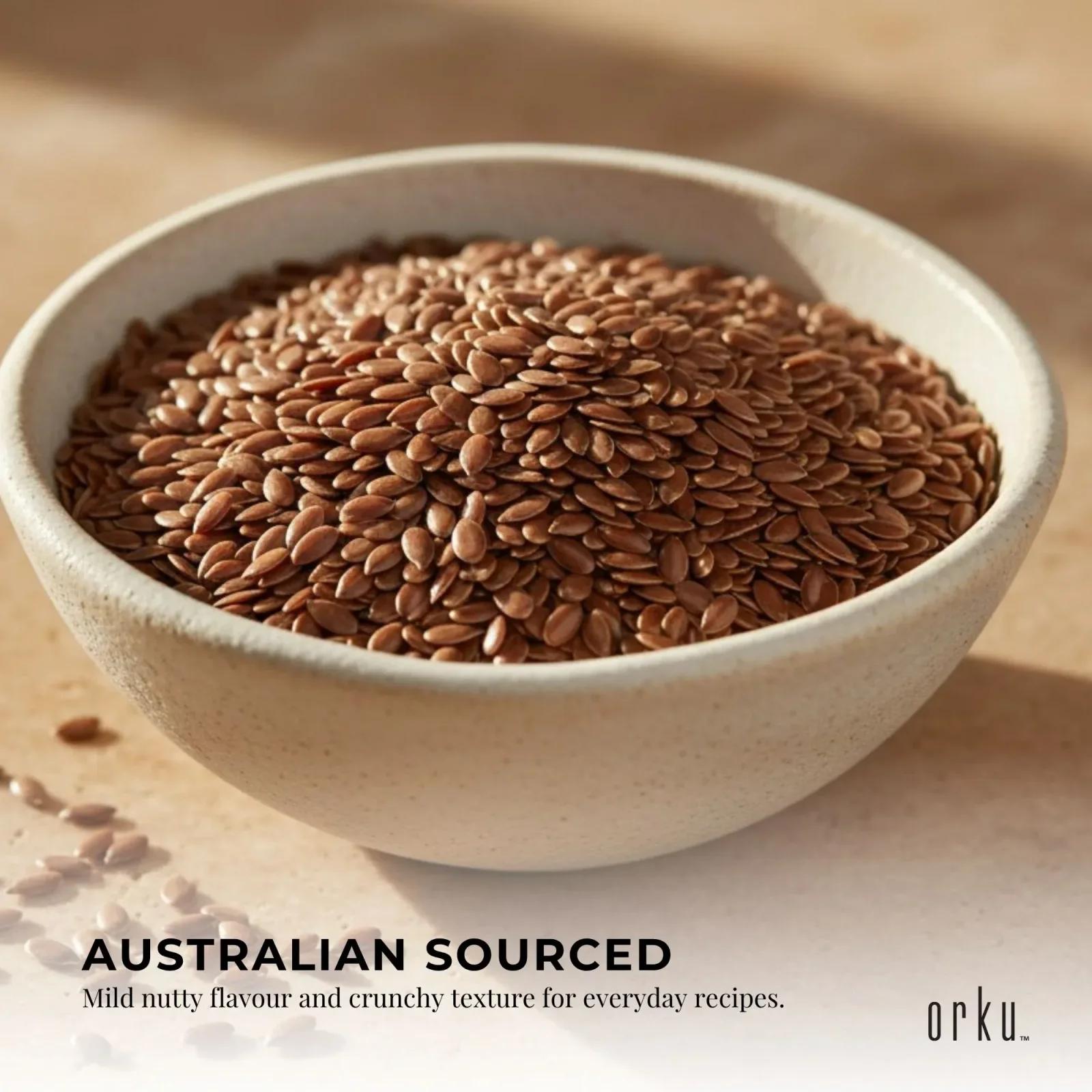 Orku 800g Organic Brown Linseed Flaxseed Whole Grain Non GMO - Tub thumbnail 3