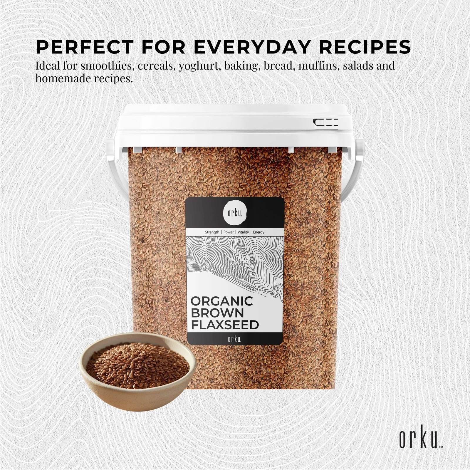 Orku 800g Organic Brown Linseed Flaxseed Whole Grain Non GMO - Tub thumbnail 4
