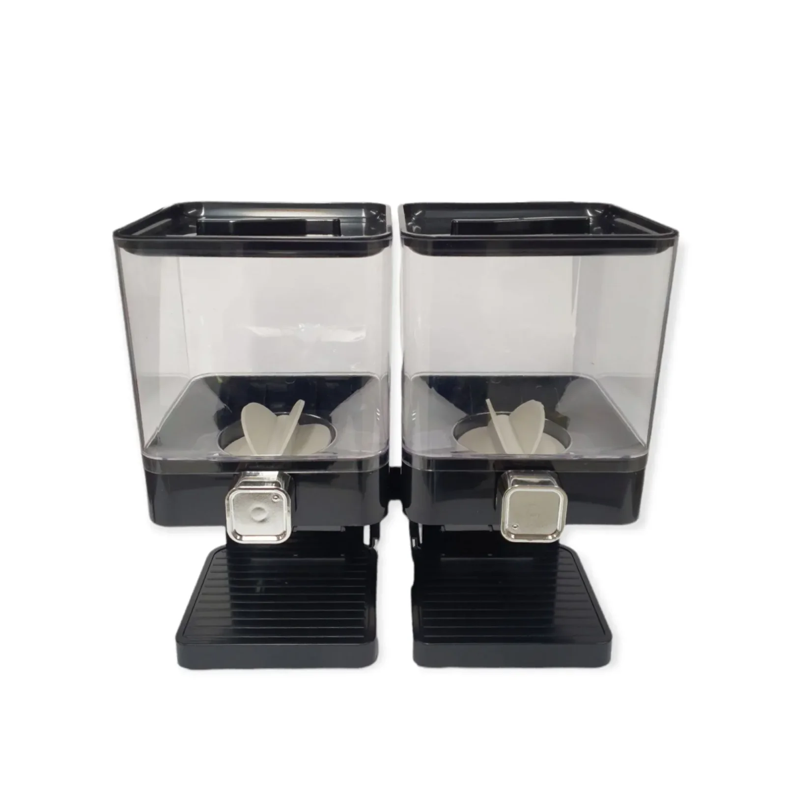 Kitchee 3.7L Double Cereal Dispenser Countertop Rice or Grain Storage Black