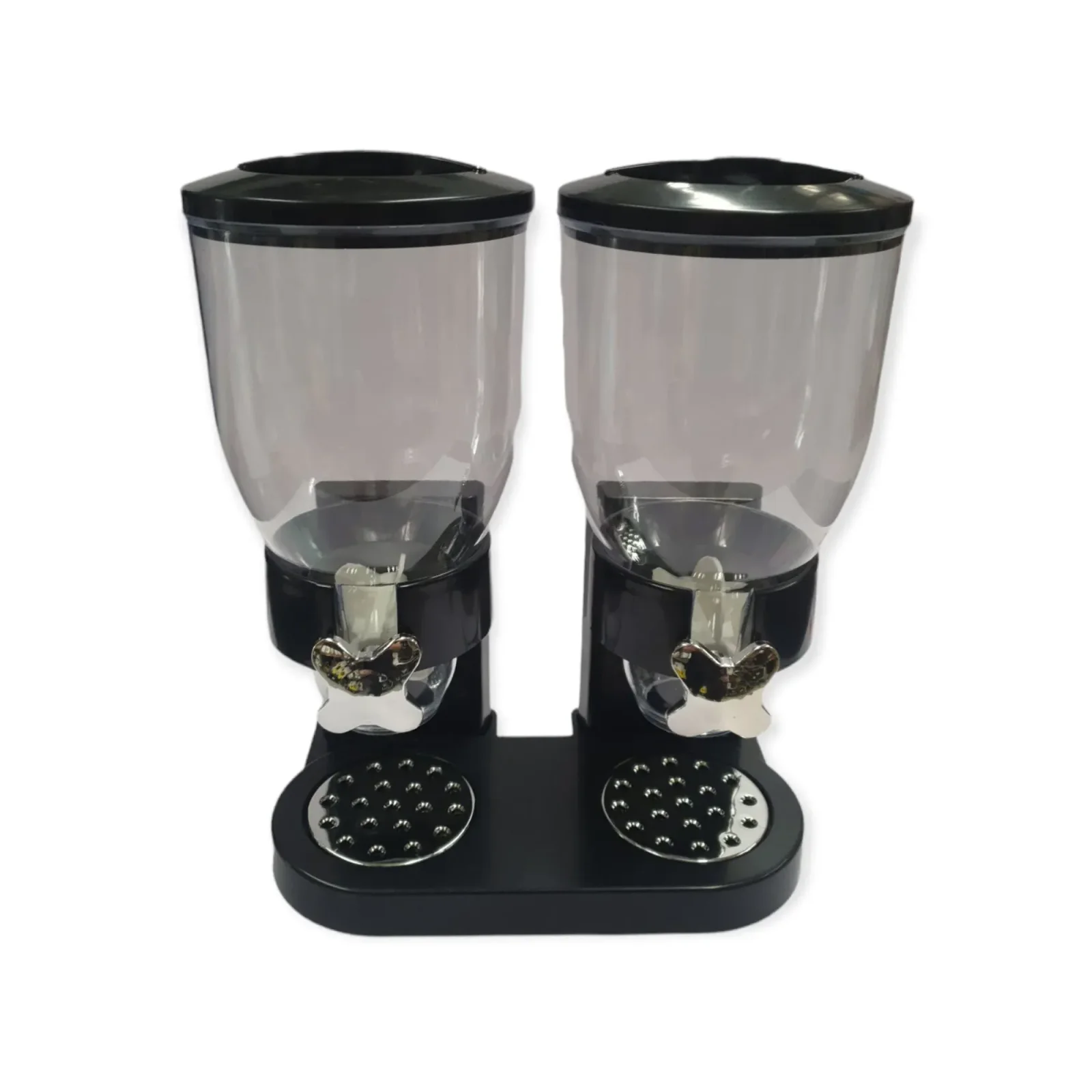 Kitchee 4L Double Cereal Dispenser Countertop for Rice Grains Storage Black