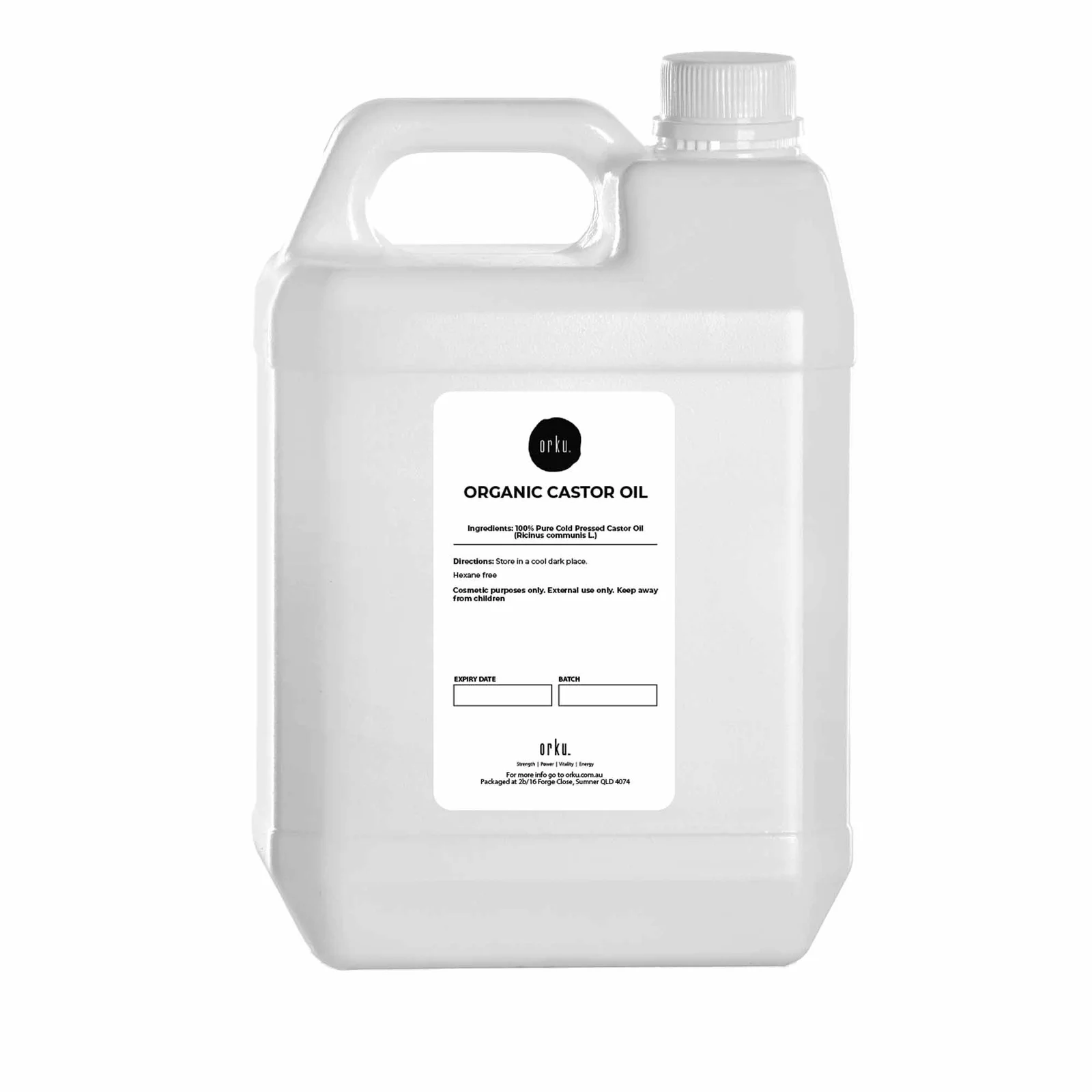 Orku 5L Organic Castor Oil - Hexane Free Cold Pressed