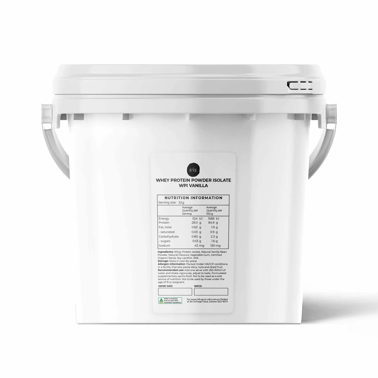 Orku 2Kg Whey Protein Isolate Powder – Vanilla WPI Bucket | Sports Food