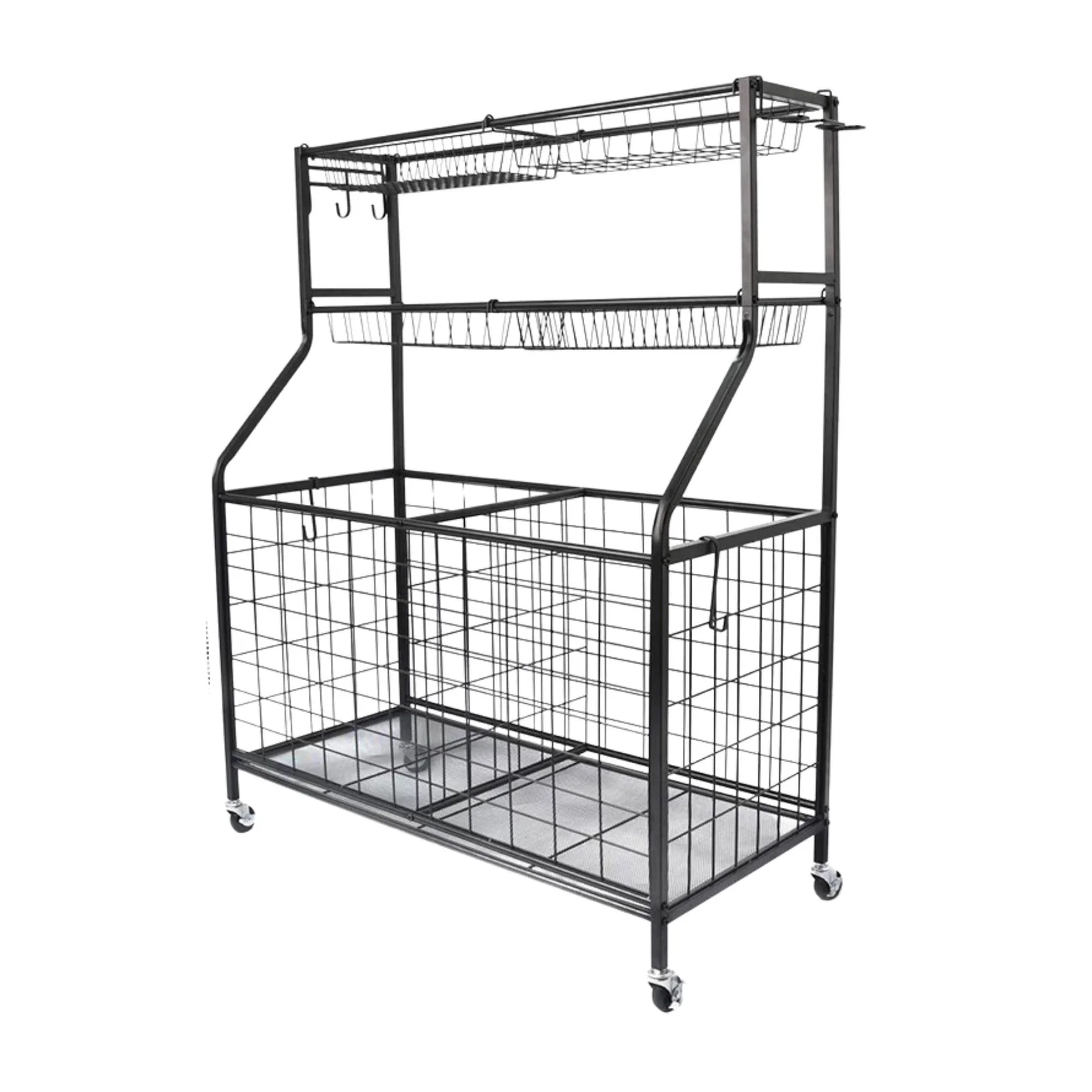 Social Hike Sports Equipment Storage Organiser Trolley on Wheels - Garage Basket