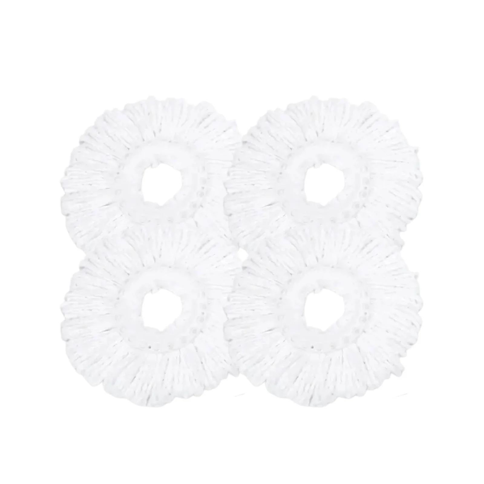 4x Kitchee Microfibre Mop Head Replacement for Kitchee Spin Mop - White Round