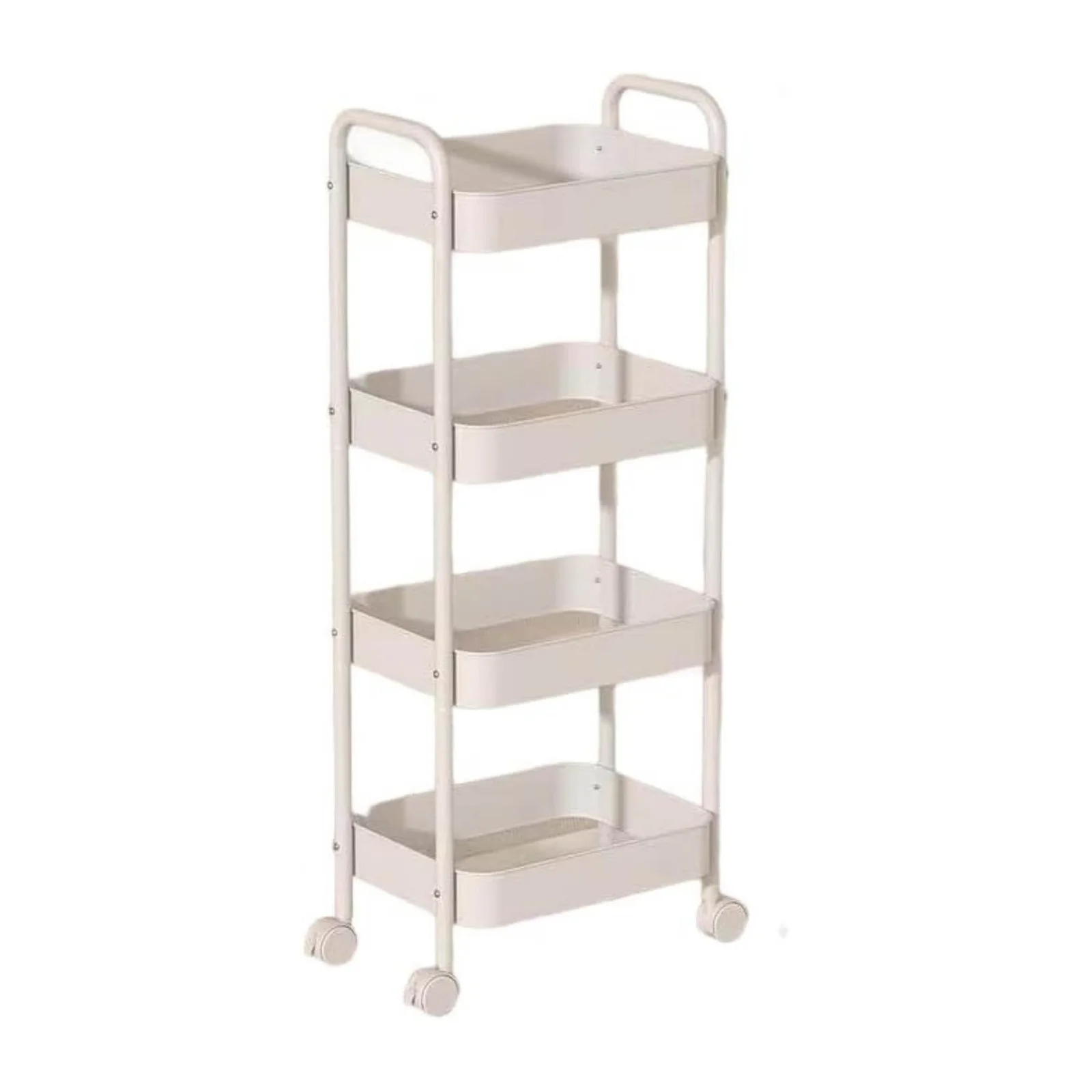 Kitchee 4-Tier Kitchen Storage Cart Trolley with Wheels - Shelf Organiser WHITE