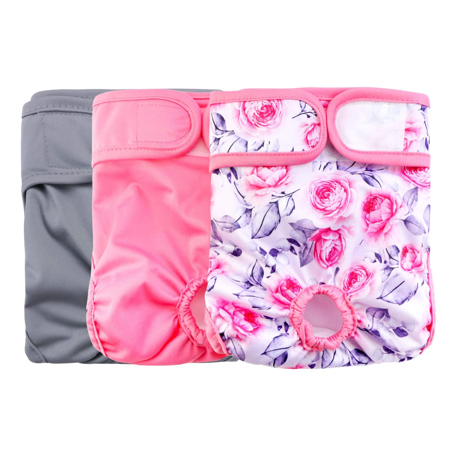 Rooster Farms Female Dog Diapers XSmall 3Pk - Washable Reusable Nappy Hook/Loop