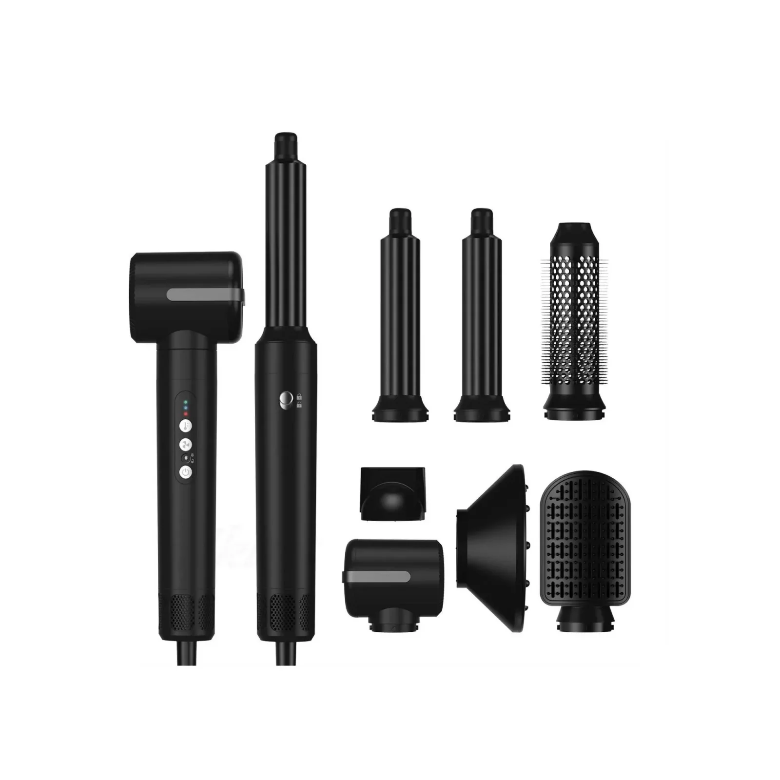 Ellie & Ruby 7-in-1 Hot Air Hair Styler Dryer Brush Curler Black 1400W